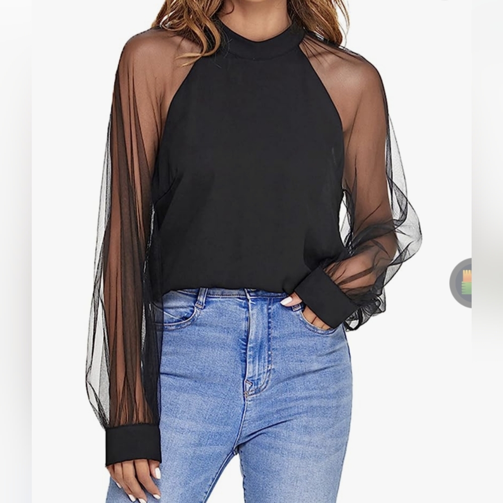 Black mesh top